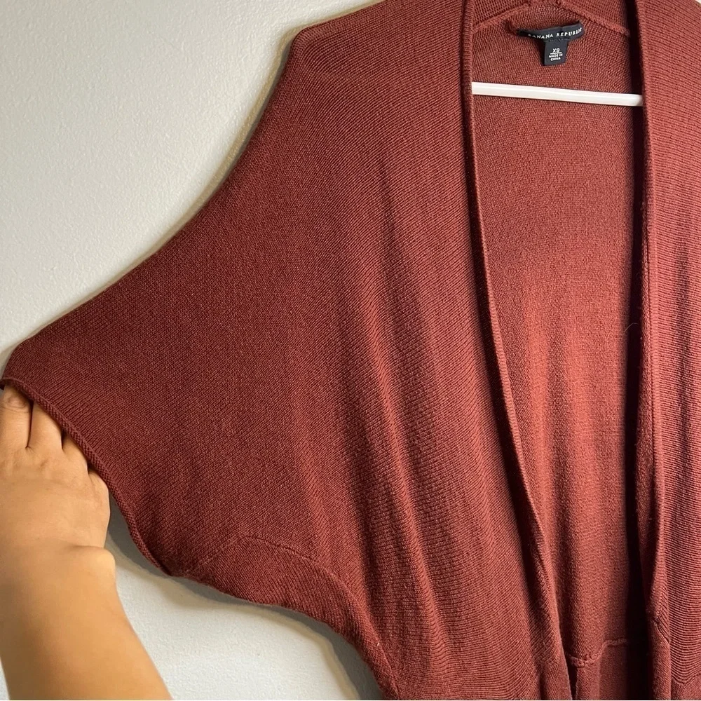 Banana Republic Wool Blend Open Front Cardigan Sz XS Rust Short Sleeve boho fall